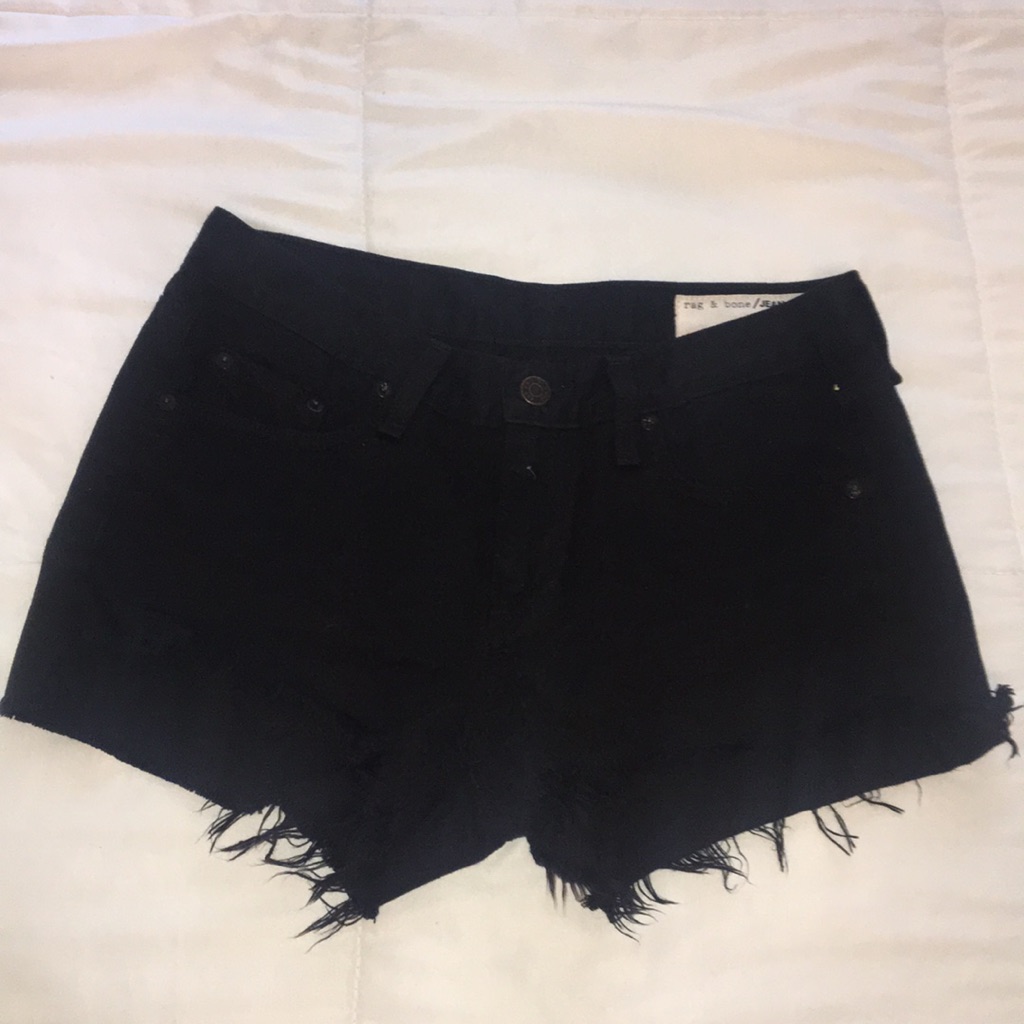 Rag & Bone Black Denim Cut Off Shorts
